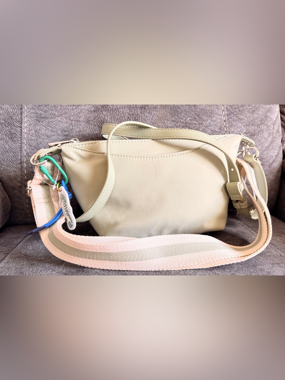 Cream Crossbody Shoulder Bag with Removable Strap